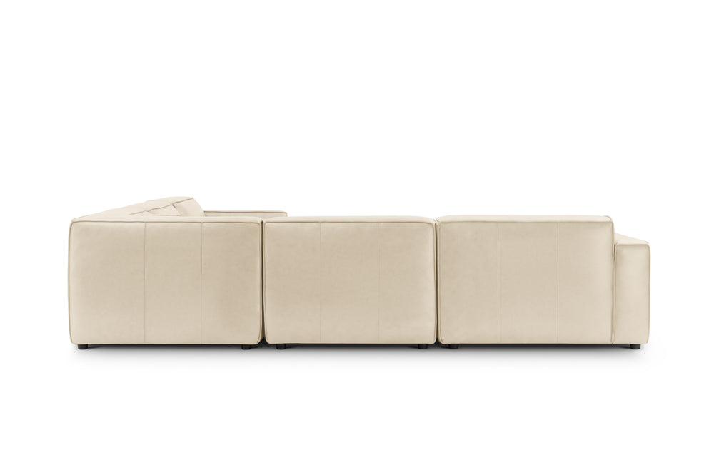 Valencia Nathan Full Aniline Leather Lounge Modular Sofa, L-Shape, Antique White