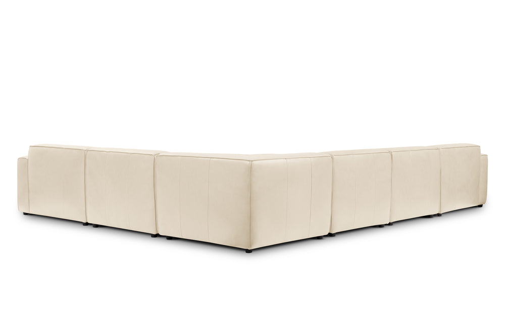 Valencia Nathan Full Aniline Leather Lounge Modular Sofa, L-Shape, Antique White