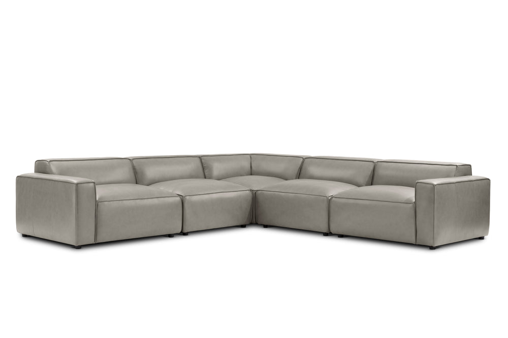 Valencia Nathan Full Aniline Leather Lounge Modular Sofa, L-Shape, Light Grey