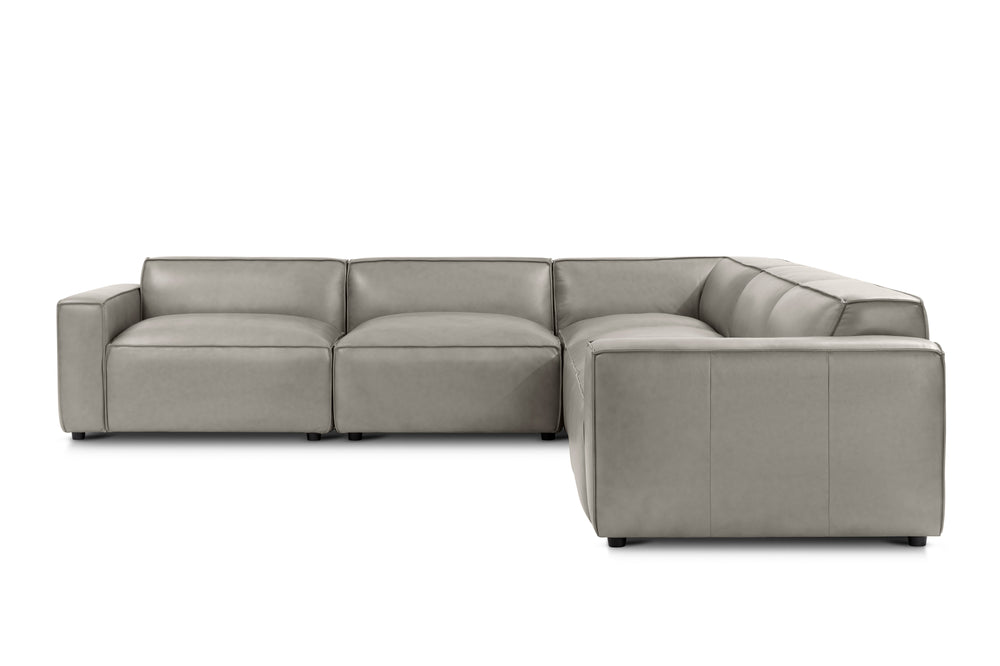 Valencia Nathan Full Aniline Leather Lounge Modular Sofa, L-Shape, Light Grey