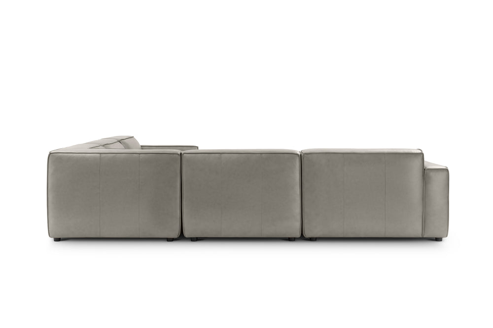 Valencia Nathan Full Aniline Leather Lounge Modular Sofa, L-Shape, Light Grey