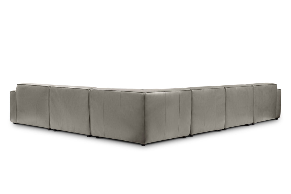 Valencia Nathan Full Aniline Leather Lounge Modular Sofa, L-Shape, Light Grey