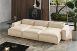 Valencia Nathan Full Aniline Leather Theater Lounge Modular Sofa with Down Feather, Bed Shape, Antique White