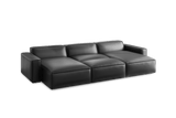 Valencia Nathan Full Aniline Leather Theater Lounge Modular Sofa with Down Feather, Bed Shape, Black Color