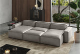 Valencia Nathan Full Aniline Leather Theater Lounge Modular Sofa with Down Feather, Bed Shape, Light Grey