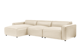 Valencia Nathan Full Aniline Leather Lounge Modular Sofa, Three Seats With Left Chaise, Antique White