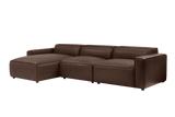 Valencia Nathan Full Aniline Leather Lounge Modular Sofa, Three Seats With Left Chaise, Dark Chocolate
