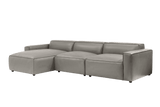 Valencia Nathan Full Aniline Leather Lounge Modular Sofa, Three Seats With Left Chaise, Light Grey