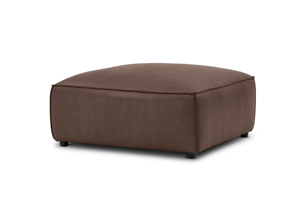 Valencia Nathan Full Aniline Ottoman, Dark Chocolate