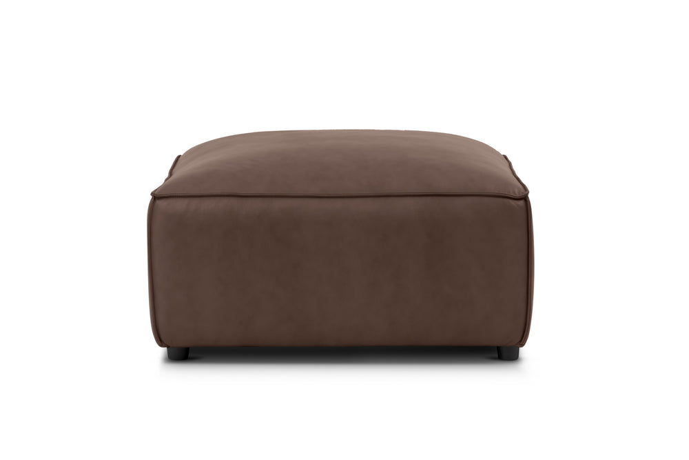 Valencia Nathan Full Aniline Ottoman, Dark Chocolate