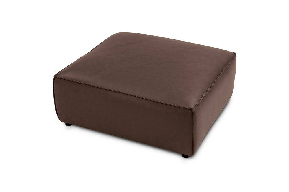 Valencia Nathan Full Aniline Ottoman, Dark Chocolate