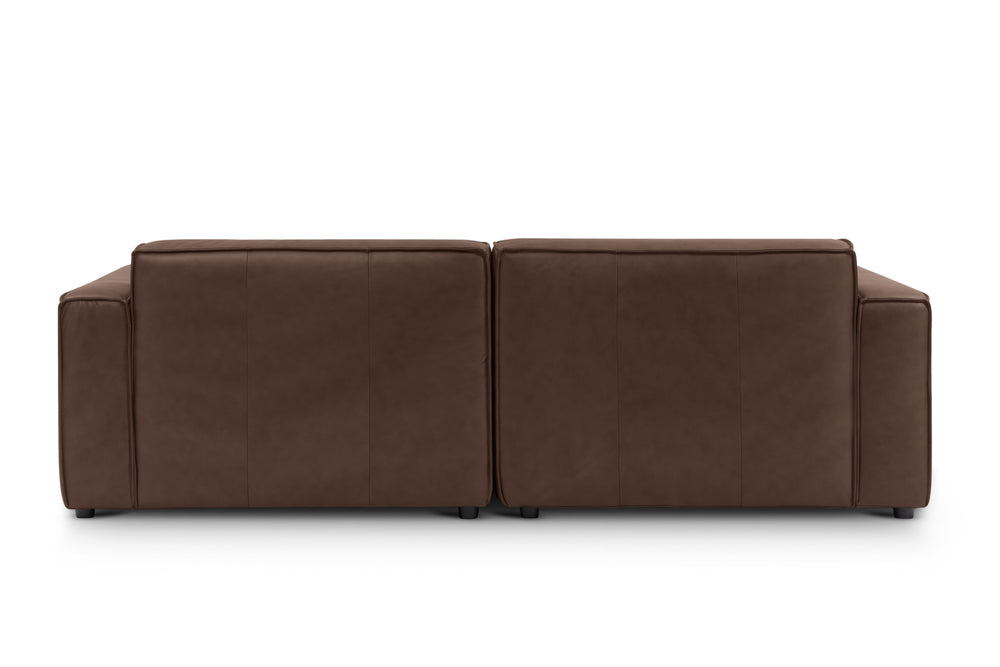 Valencia Nathan Full Aniline Leather Lounge Modular Sofa, Loveseat, Dark Chocolate