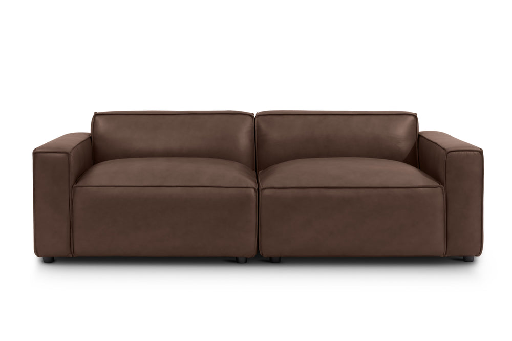 Valencia Nathan Full Aniline Leather Lounge Modular Sofa, Loveseat, Dark Chocolate