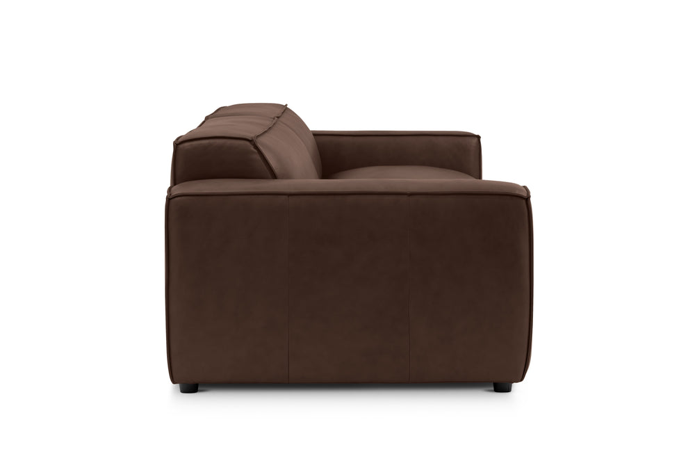 Valencia Nathan Full Aniline Leather Lounge Modular Sofa, Loveseat, Dark Chocolate