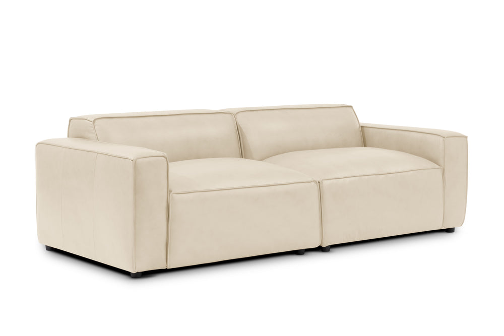 Valencia Nathan Full Aniline Leather Lounge Modular Sofa, Loveseat, Antique White