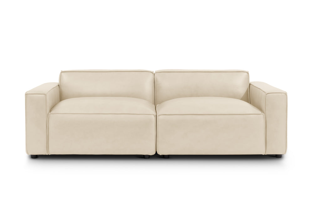 Valencia Nathan Full Aniline Leather Lounge Modular Sofa, Loveseat, Antique White