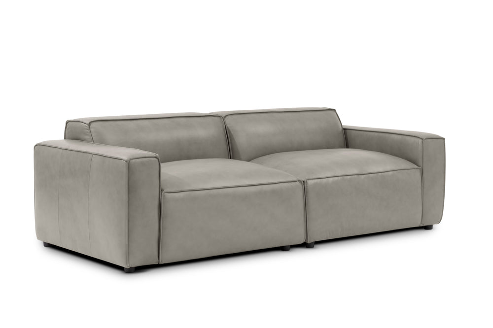 Valencia Nathan Full Aniline Leather Lounge Modular Sofa, Loveseat, Light Grey