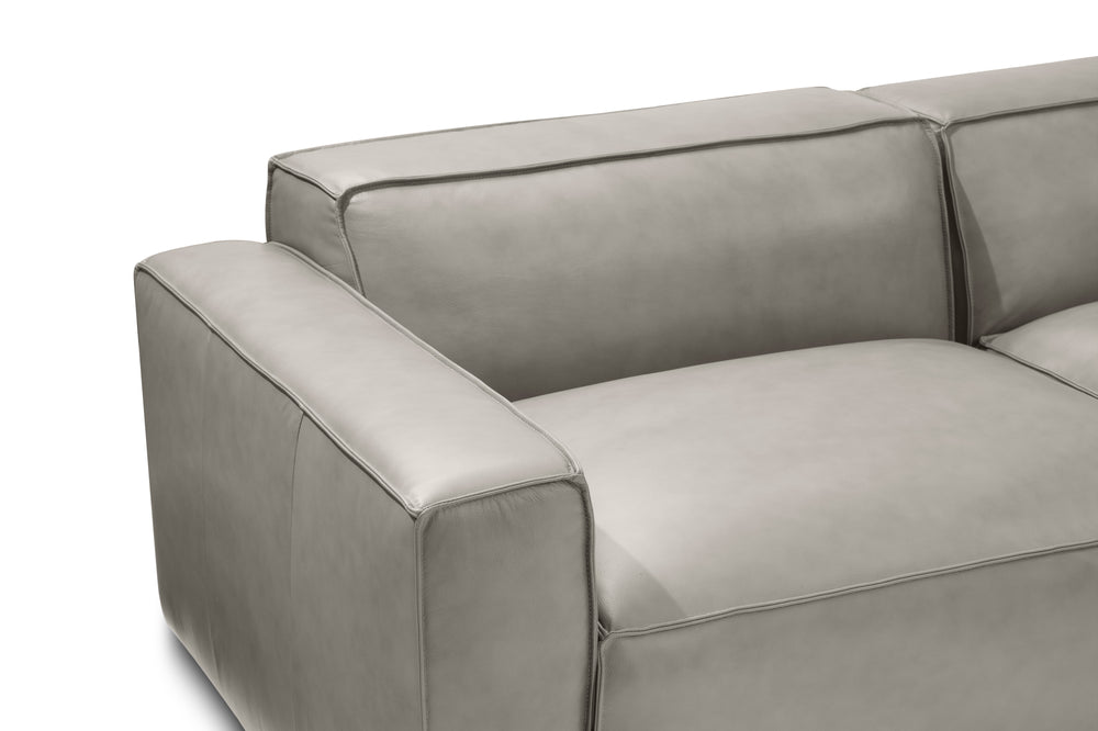 Valencia Nathan Full Aniline Leather Lounge Modular Sofa, Loveseat, Light Grey