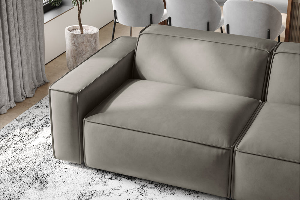 Valencia Nathan Full Aniline Leather Lounge Modular Sofa, Loveseat, Light Grey