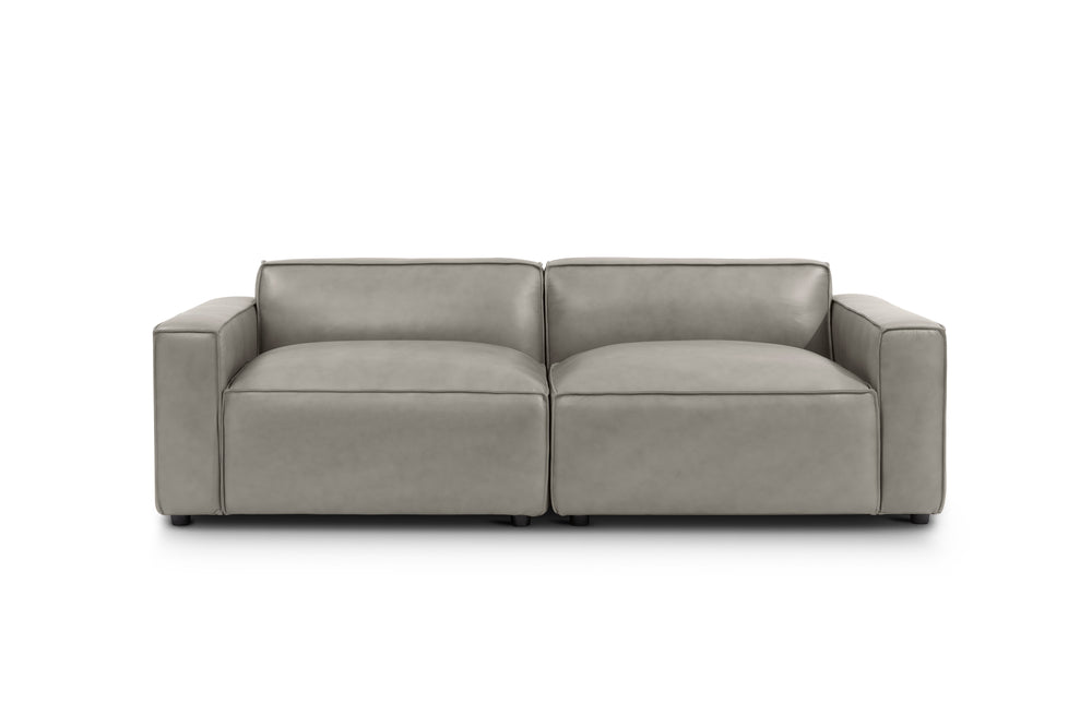 Valencia Nathan Full Aniline Leather Lounge Modular Sofa, Loveseat, Light Grey