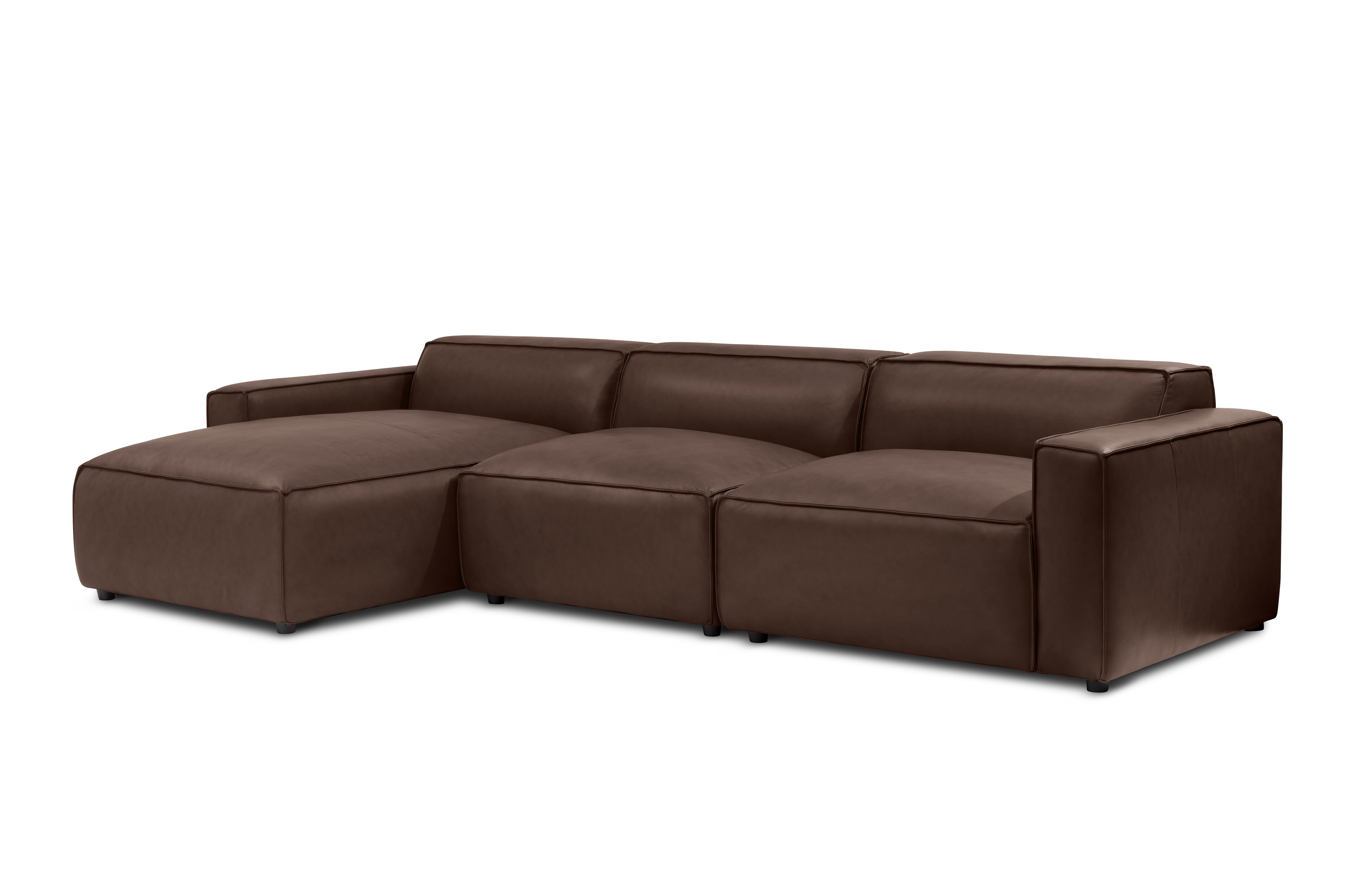 Valencia Nathan Full Aniline Leather Lounge Modular Sofa, Three Seats