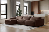 Valencia Nathan Full Aniline Leather Lounge Modular Sofa, Three Seats With Left Chaise, Dark Chocolate