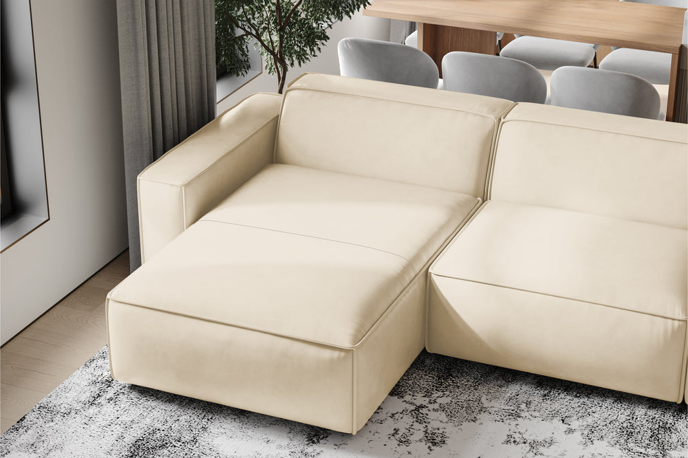 Valencia Nathan Full Aniline Leather Lounge Modular Sofa, Three Seats With Left Chaise, Antique White