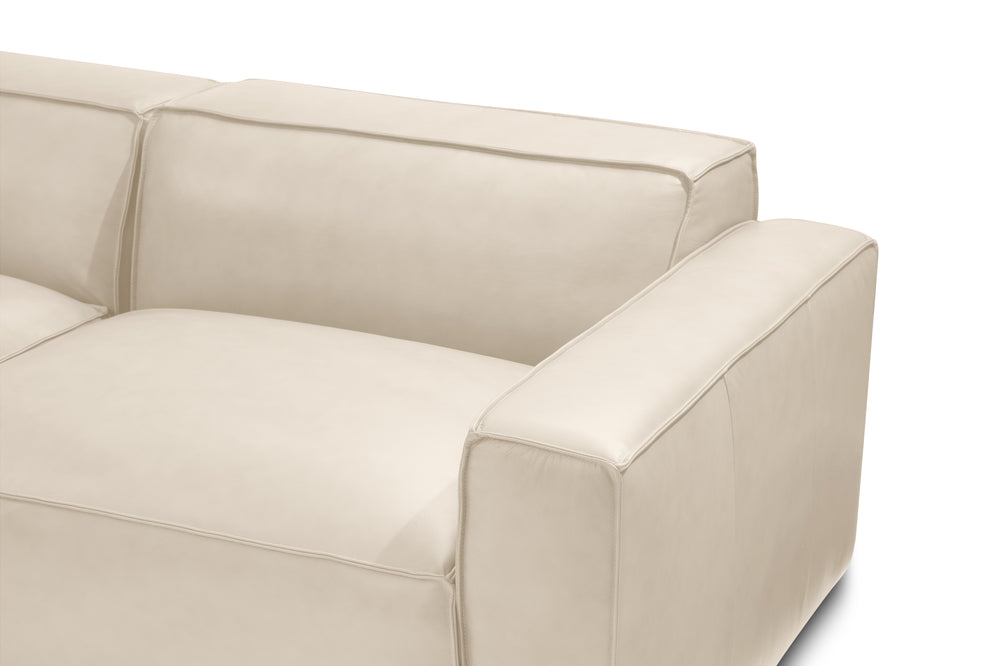 Valencia Nathan Full Aniline Leather Lounge Modular Sofa, Three Seats With Left Chaise, Antique White