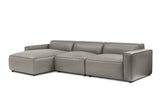 Valencia Nathan Full Aniline Leather Lounge Modular Sofa, Three Seats With Left Chaise, Light Grey