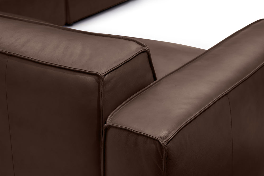 Valencia Nathan Full Aniline Leather Lounge Modular Sofa, Three Seats with Right Chaise, Dark Chocolate