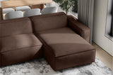 Valencia Nathan Full Aniline Leather Lounge Modular Sofa, Three Seats with Right Chaise, Dark Chocolate