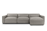 Valencia Nathan Full Aniline Leather Lounge Modular Sofa, Three Seats with Right Chaise, Light Grey