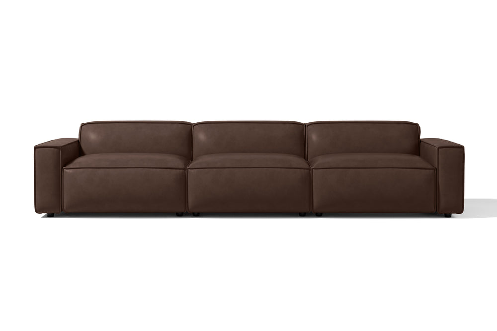 Valencia Nathan Full Aniline Leather Lounge Modular Sofa, Three Seats, Dark Chocolate