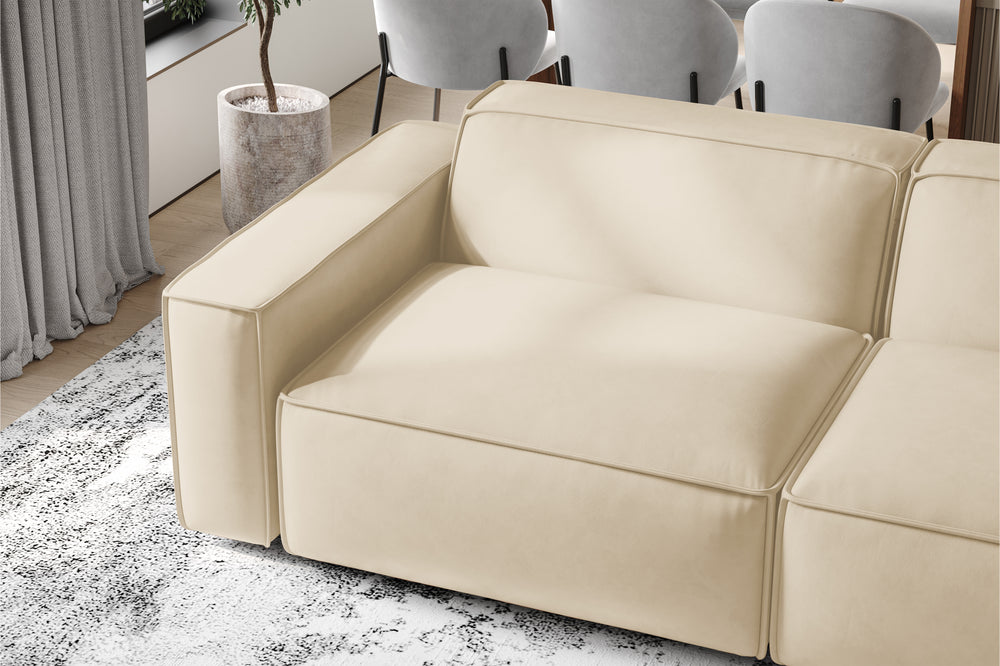 Valencia Nathan Full Aniline Leather Lounge Modular Sofa, Three Seats, Antique White