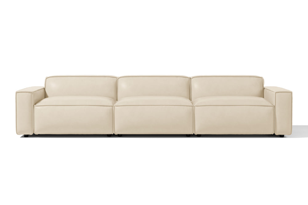 Valencia Nathan Full Aniline Leather Lounge Modular Sofa, Three Seats, Antique White