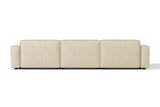 Valencia Nathan Full Aniline Leather Theater Lounge Modular Sofa with Down Feather, Row of 3 Double Chaise, Antique White