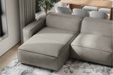 Valencia Nathan Full Aniline Leather Theater Lounge Modular Sofa with Down Feather, Row of 3 Double Chaise, Light Grey
