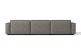 Valencia Nathan Full Aniline Leather Theater Lounge Modular Sofa with Down Feather, Row of 3 Double Chaise, Light Grey