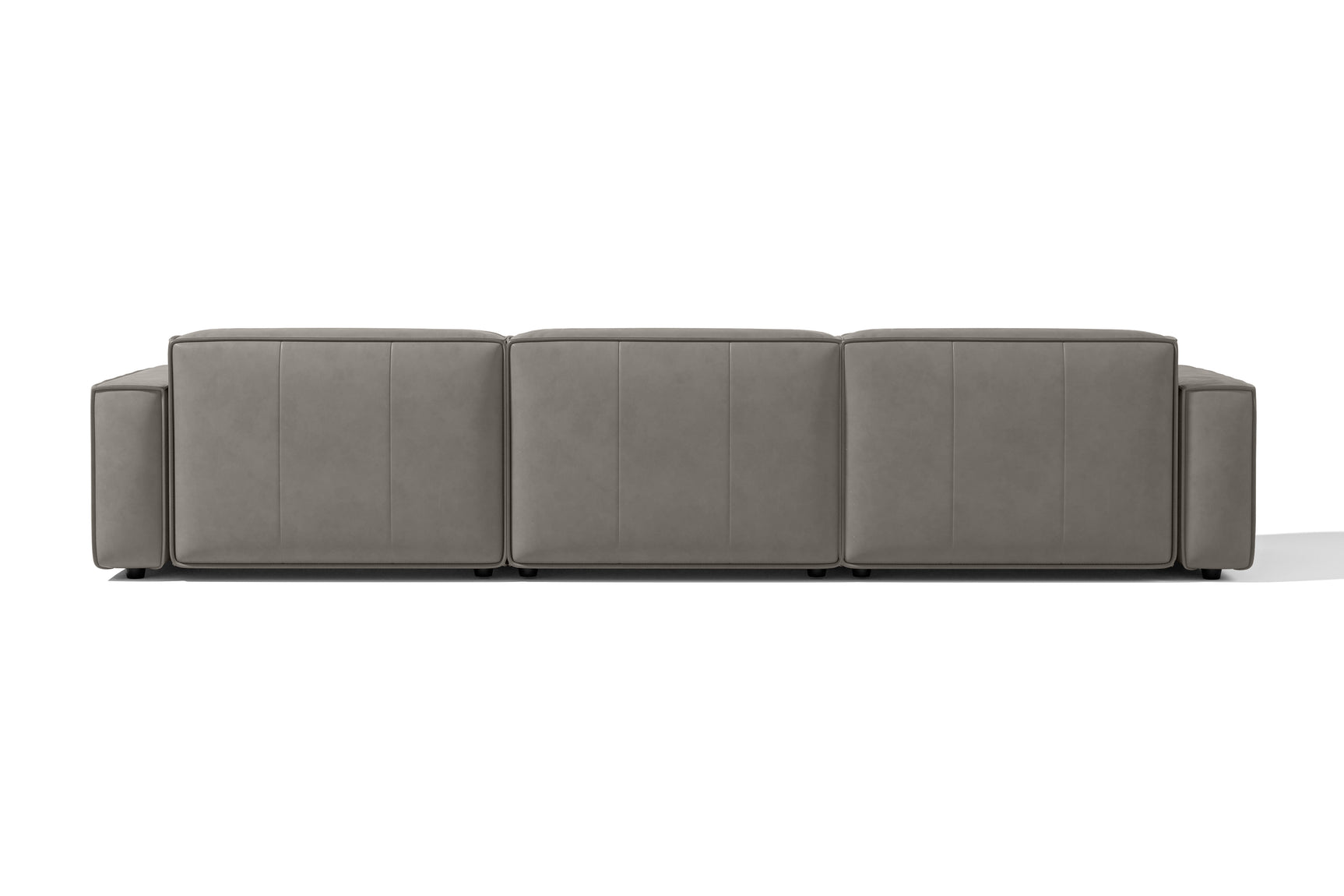 Valencia Nathan Full Aniline Leather Theater Lounge Modular Sofa with Down Feather, Row of 3 Double Chaise, Light Grey