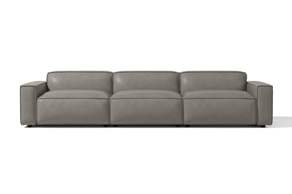 Valencia Nathan Full Aniline Leather Lounge Modular Sofa, Three Seats, Light Grey