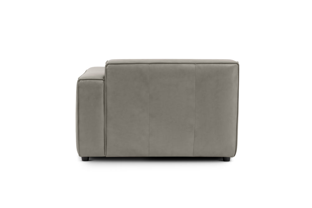 Valencia Nathan Full Aniline Leather Right-Chaise Piece, Light Grey