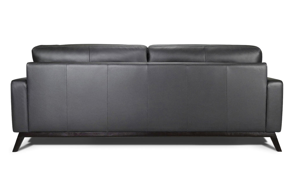 Valencia Francesca Mid Century Top Grain Leather Width Sofa, Charcoal Grey