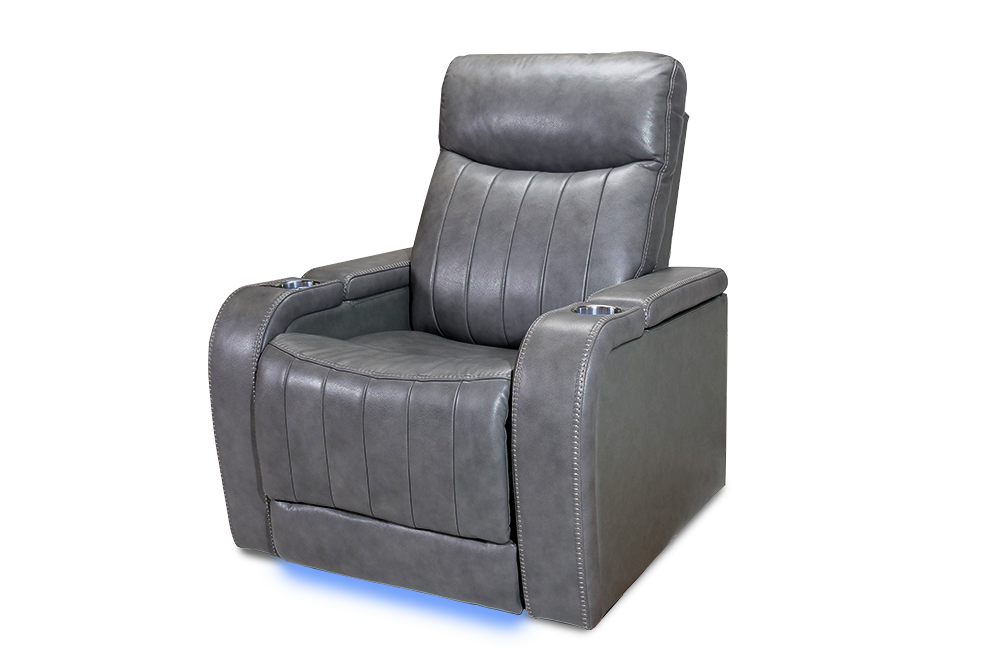 Glasgow Leather Recliner Grey