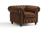 Valencia Parma Full Aniline Leather Chesterfield Single Sofa Accent Chair, Chocolate