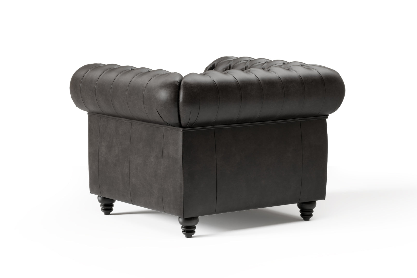 Valencia Parma Full Aniline Leather Chesterfield Single Sofa Accent Chair, Black