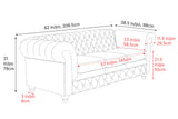 Valencia Parma 82" Full Aniline Leather Chesterfield Three Seats Sofa, Chocolate