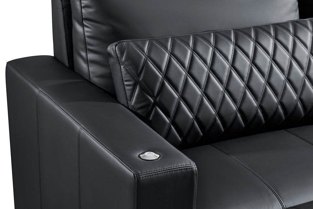 Valencia Pisa Ultimate Nappa 20000 Leather Lounge Sectional Sofa, Loveseat, Black
