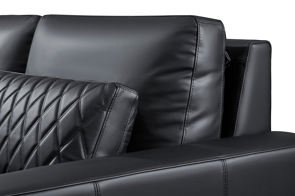 Valencia Pisa Ultimate Nappa 20000 Leather Lounge Sectional Sofa, Loveseat with 2 Ottomans, Black