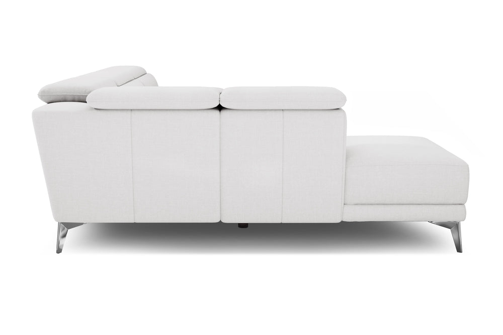 Valencia Pista Modern Fabric Reclining Sectional Sofa with Left-Hand Facing Chaise, White