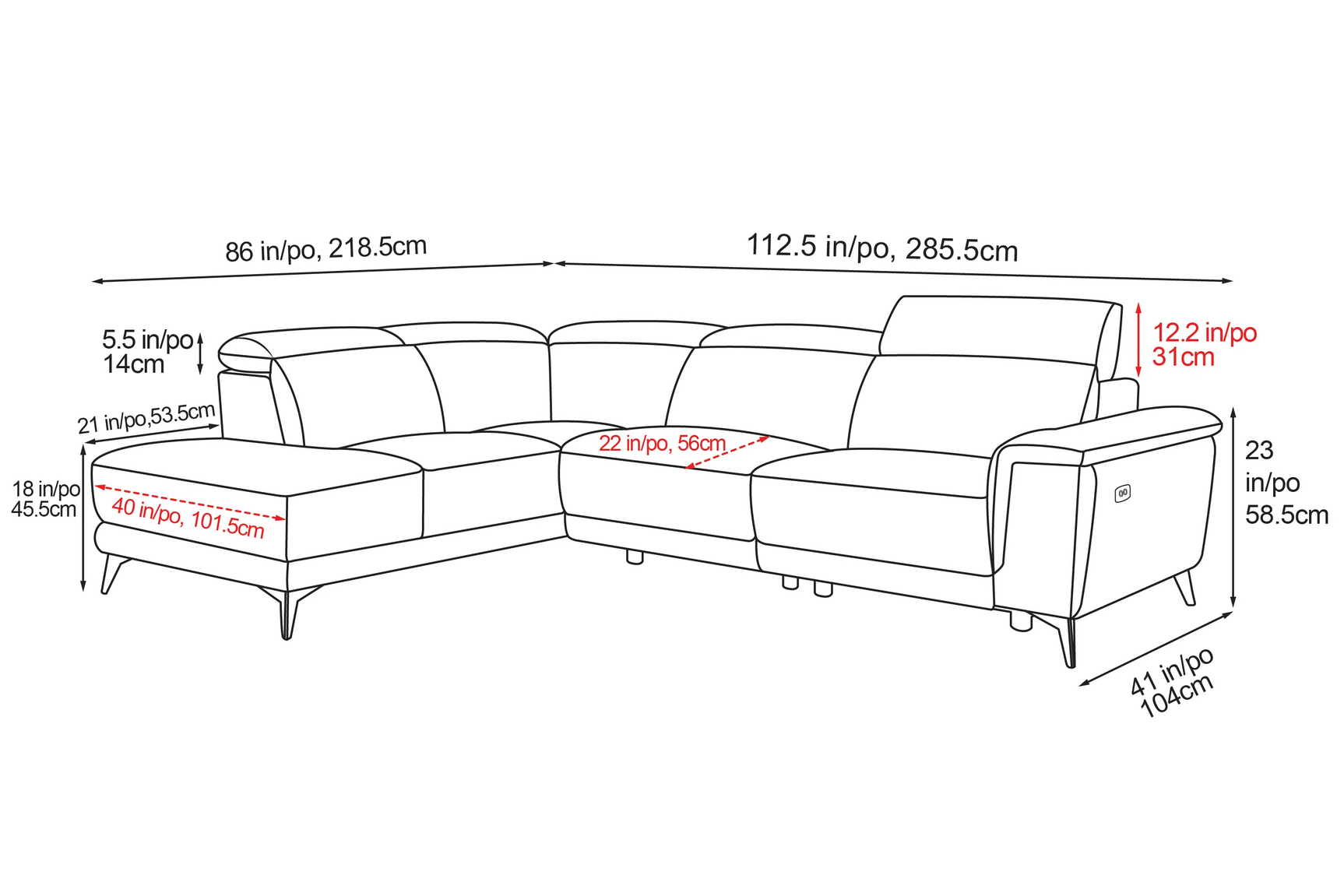 Pista Leather Reclining Sectional Sofa